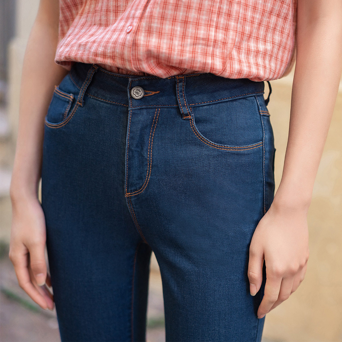 特价清仓茵曼旗舰店紧身裤牛仔裤 茵曼翰飞牛仔裤