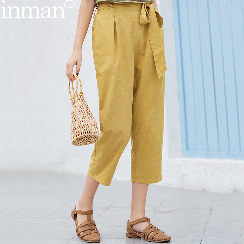 茵曼旗舰店高腰九分裤新款纸袋 茵曼翰飞休闲裤