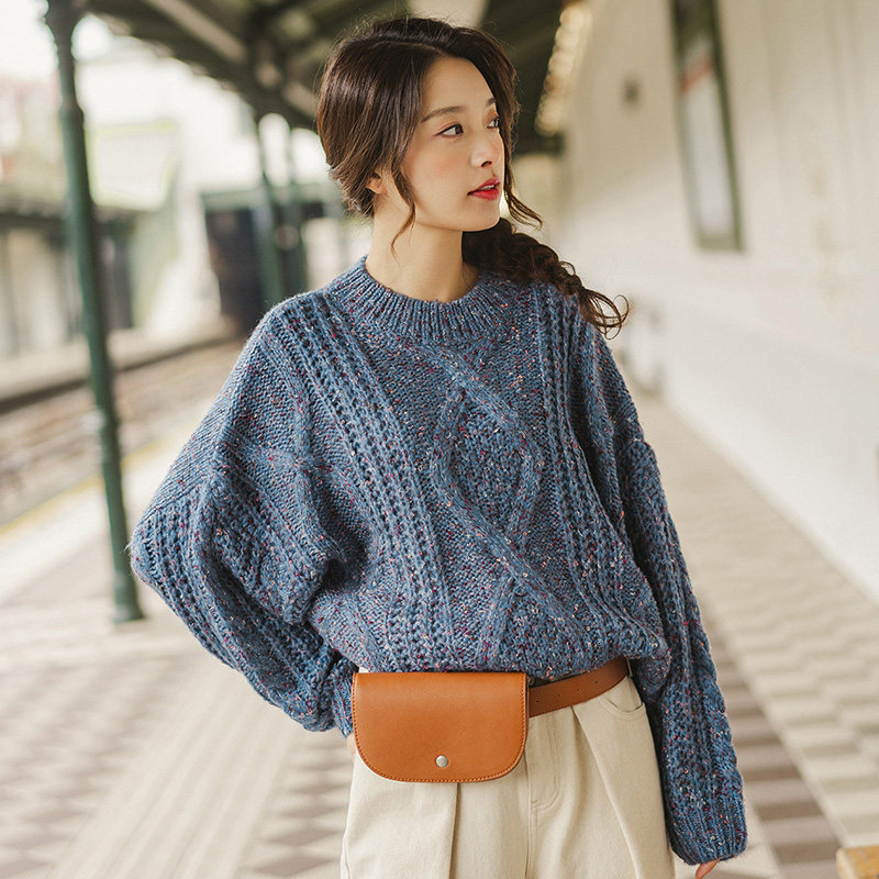 茵曼旗舰店宽松慵懒风外穿秋冬毛衣 茵曼翰飞毛衣