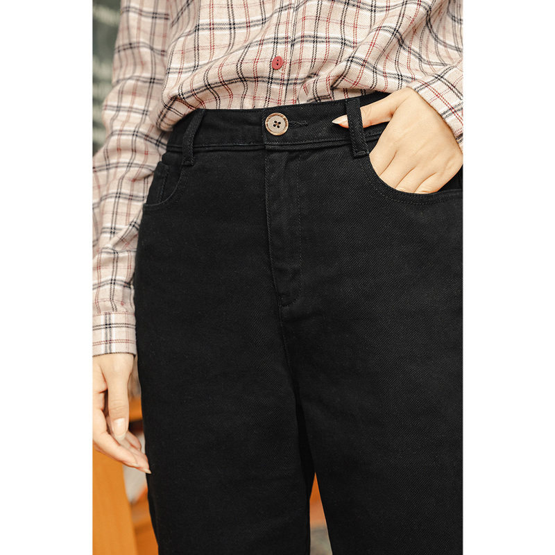 茵曼旗舰店茵蔓女裤子直筒牛仔裤 茵曼翰飞牛仔裤