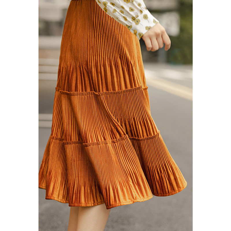 茵曼旗舰店茵蔓2020新款秋季百褶裙 茵曼翰飞半身裙