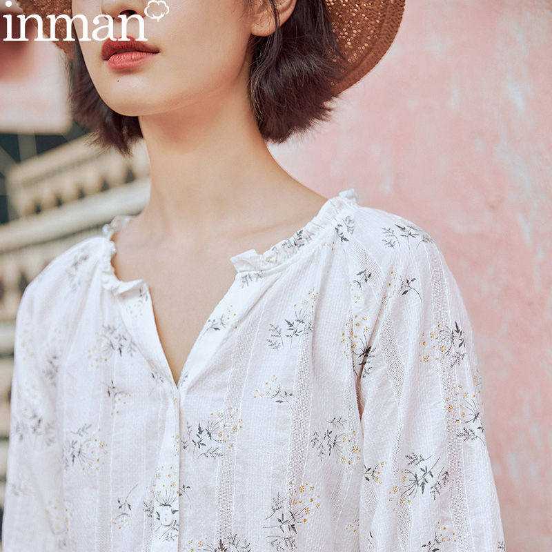 茵曼旗舰店2020夏装新款纯棉衬衫 茵曼翰飞衬衫