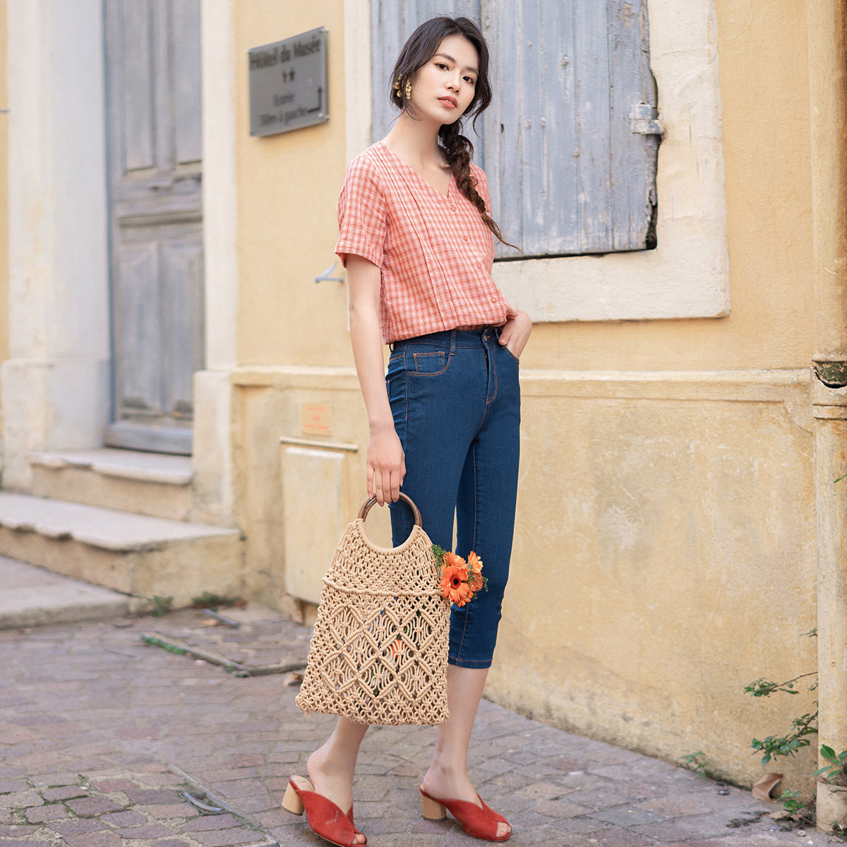 特价清仓茵曼旗舰店紧身裤牛仔裤 茵曼翰飞牛仔裤