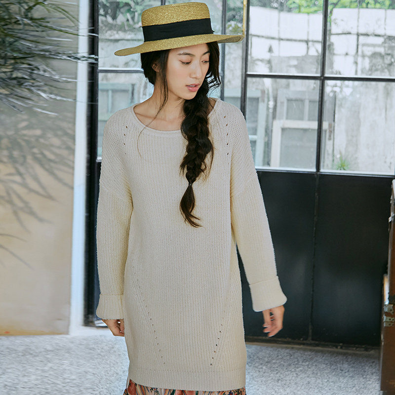 茵曼旗舰店春秋冬套头内搭茵蔓毛衣 茵曼翰飞毛针织衫