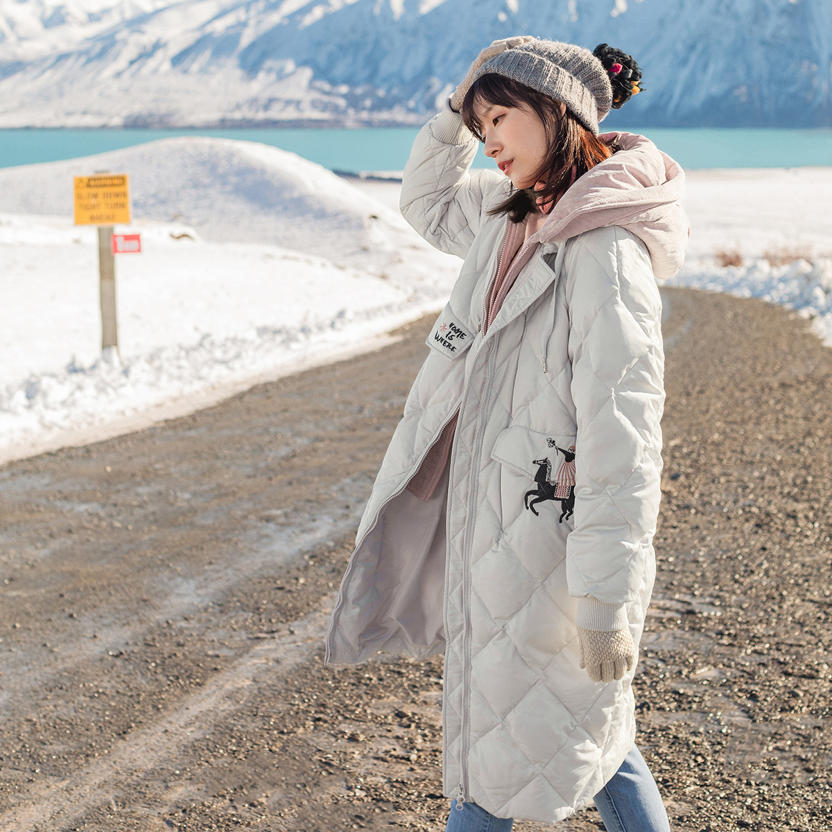 茵曼旗舰店茵蔓长冬天2020年白鸭绒 茵曼翰飞羽绒服