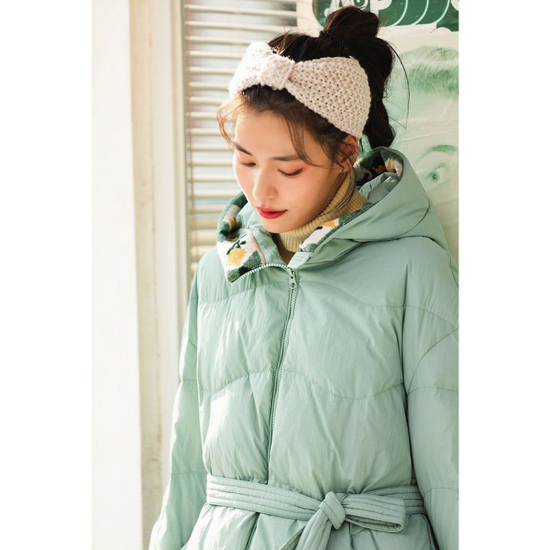 茵曼旗舰店2020新款茵蔓连帽收腰 茵曼翰飞羽绒服