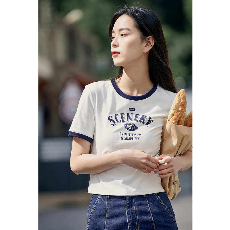 茵曼印花圆领2022年夏季新款潮t恤 茵曼翰飞T恤