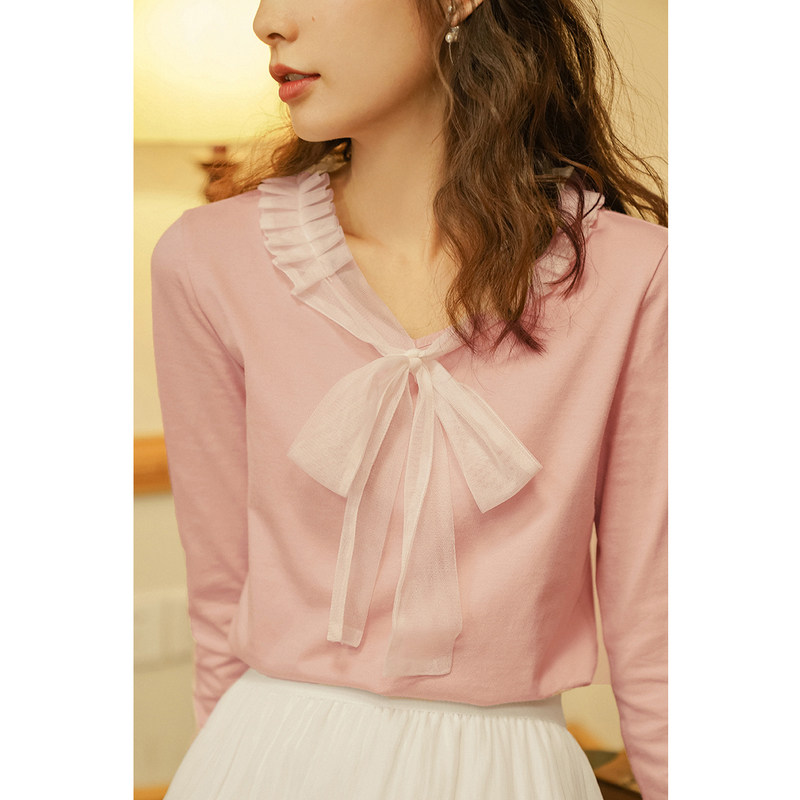 茵曼旗舰店2020年秋装新款秋冬t恤 茵曼翰飞T恤