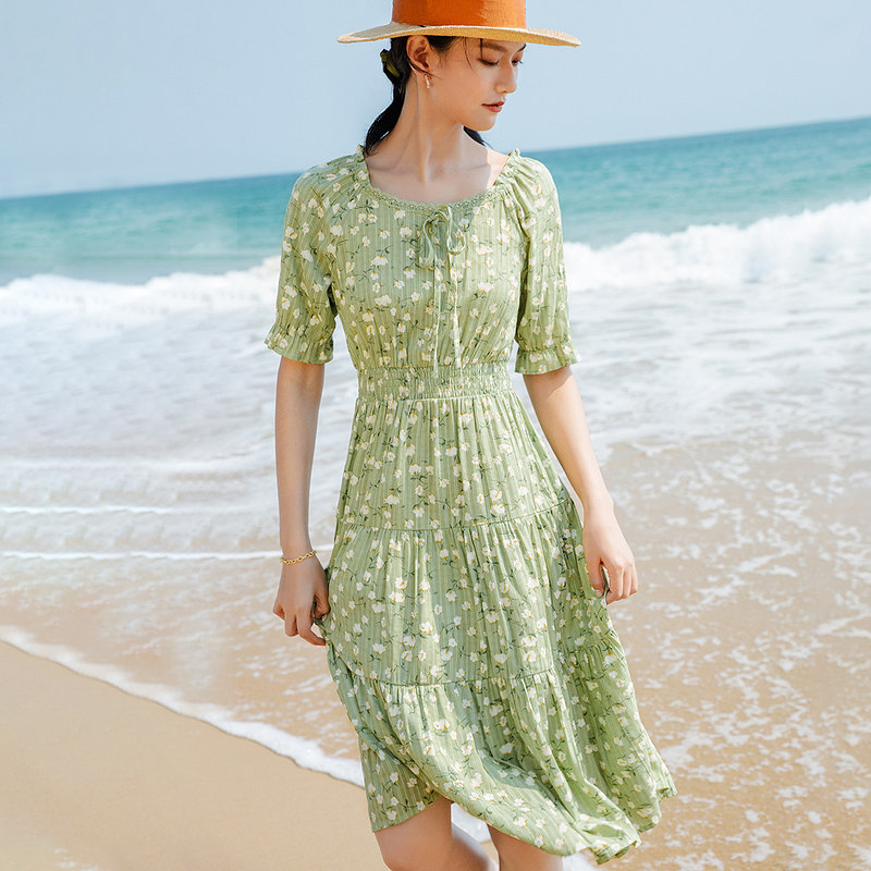 茵曼旗舰店茵蔓2021新款夏季连衣裙 茵曼翰飞连衣裙