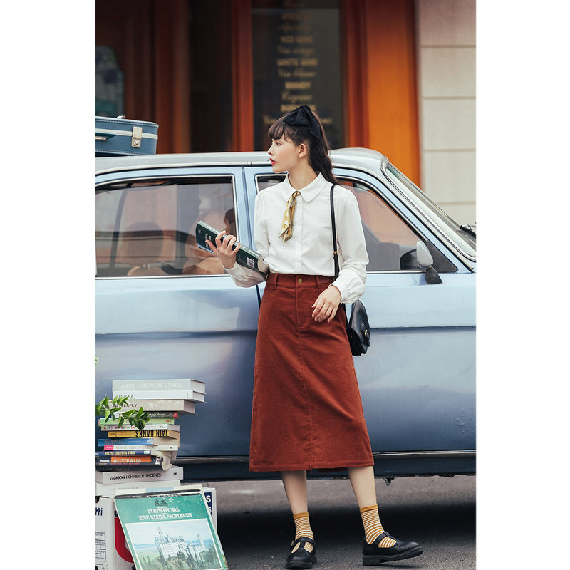 茵曼旗舰店娃娃领森系女士纯棉衬衫 茵曼翰飞衬衫