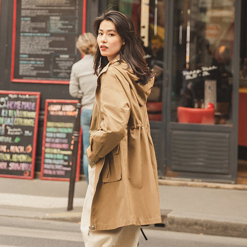 茵曼女装旗舰店新款中长款 茵曼翰飞风衣