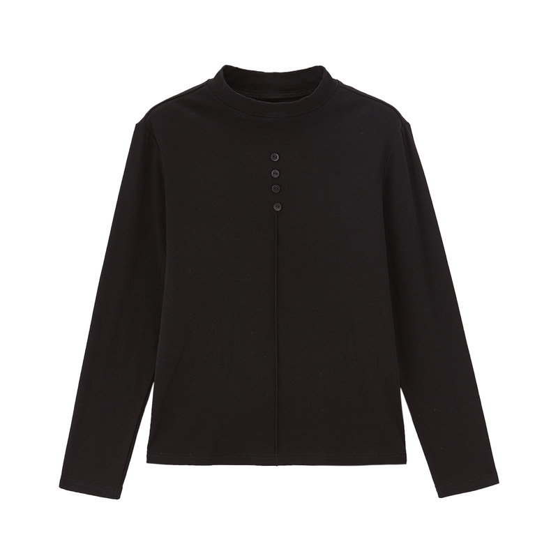 茵曼长袖t恤立领春秋冬文艺打底衫 茵曼翰飞T恤