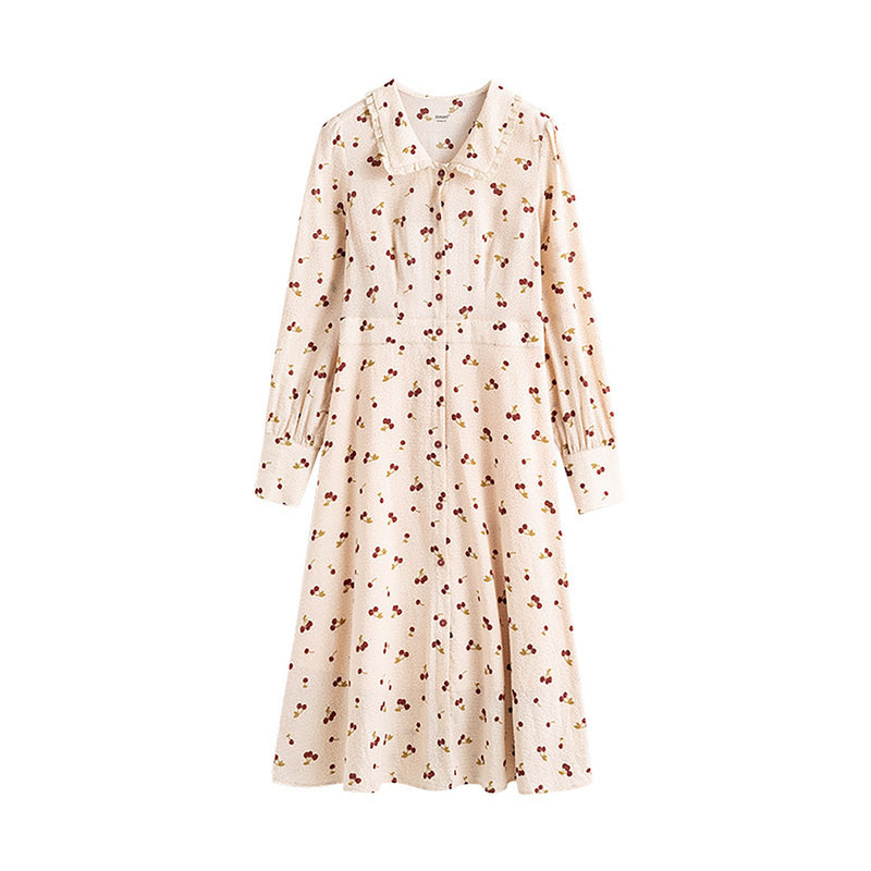 茵曼秋装2020年新款盐系樱桃连衣裙 茵曼翰飞连衣裙