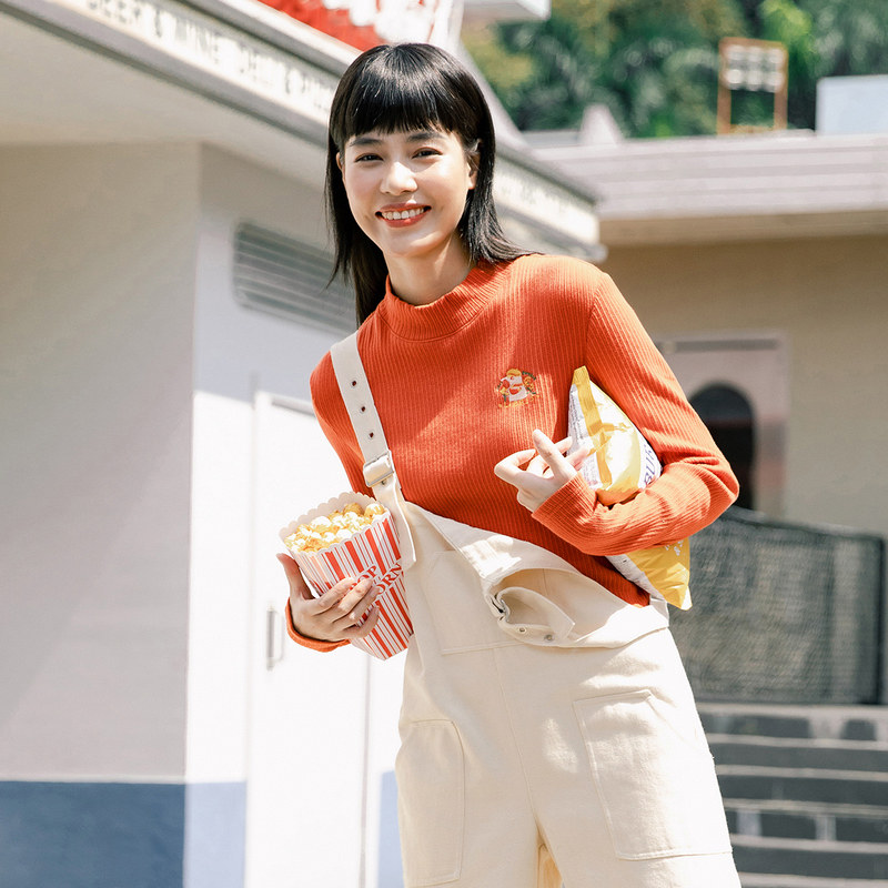 茵曼2020新款女半高领t恤打底衫 茵曼翰飞T恤