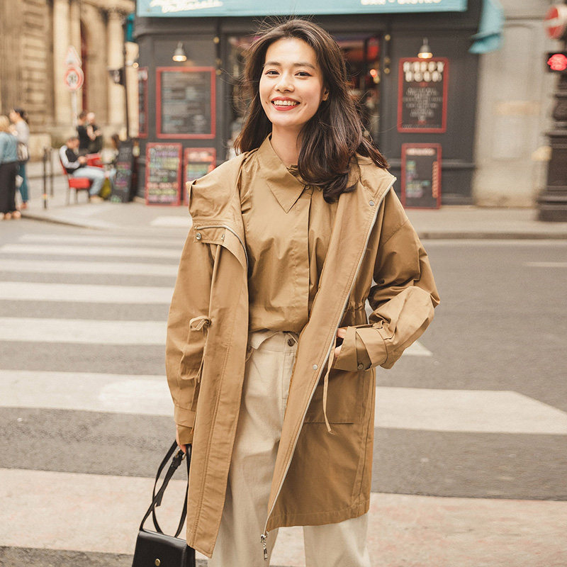 茵曼女装旗舰店新款中长款 茵曼翰飞风衣