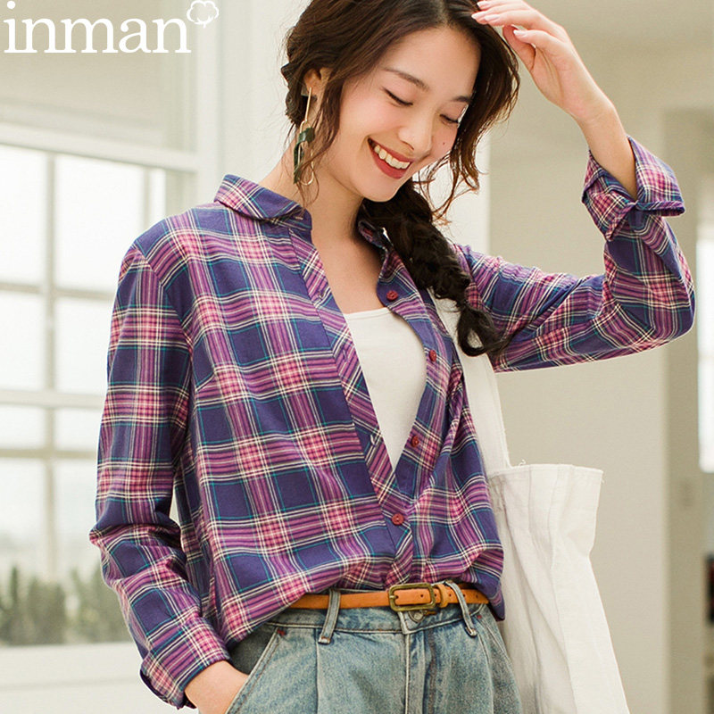 茵曼官方旗舰店2020年早秋装衬衫 茵曼翰飞衬衫