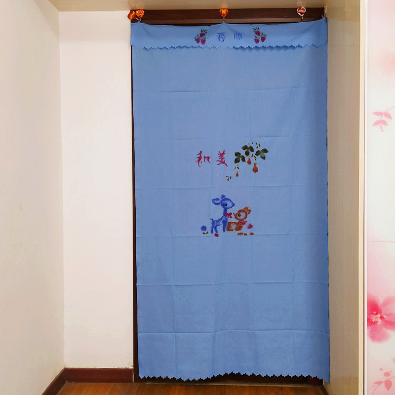 居家布艺印花门帘客厅卧室厨房隔断帘半帘涤棉喷绣传统怀旧门帘_虎窝淘