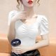 ຄໍສີ່ຫລ່ຽມ Sexy ເທິງແຂນສັ້ນຂອງແມ່ຍິງຮ້ອນເສື້ອທີເຊີດສັ້ນ