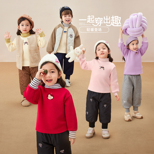 [抗静电抑菌]儿童长袖T恤秋冬女童条纹高领