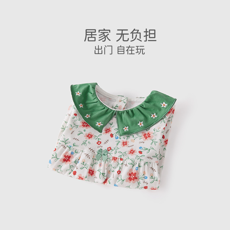 jellybaby6个月宝宝衣服新生儿碎花哈衣女幼童夏装婴儿夏季连体衣 - 图3