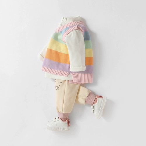 Трикотажный детский жилет, шерстяной свитер, 3 лет, осенний