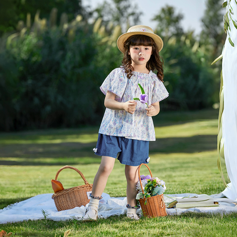 女童夏装套装2024儿童夏季纯棉衣服洋气小童法式童装潮宝宝两件套