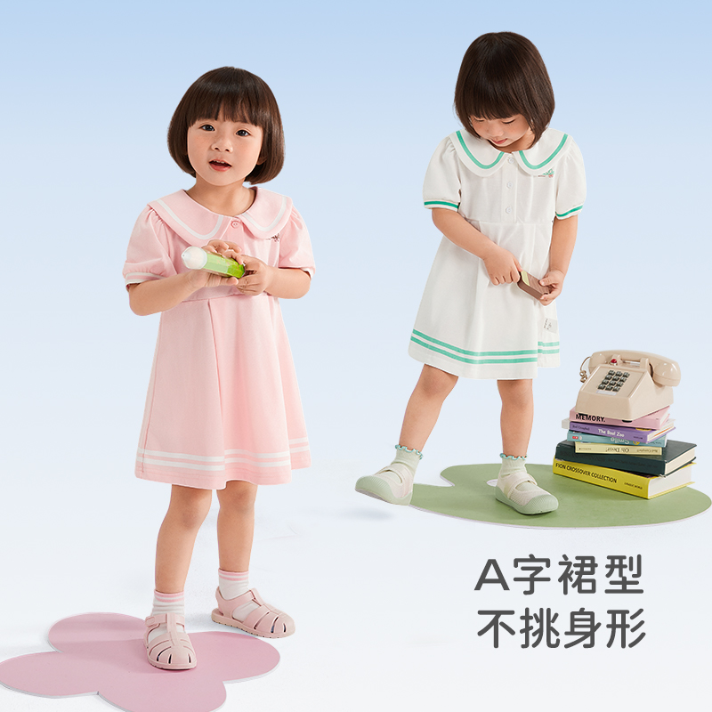 女童连衣裙夏儿童粉色polo裙夏装抗菌小童夏季衣服一岁女宝宝裙子 - 图3