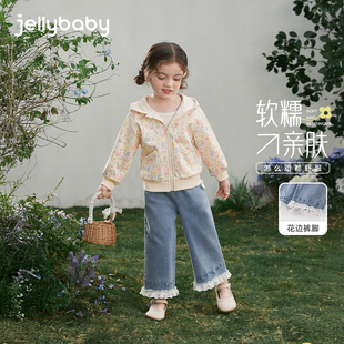 jellybab！女童牛仔裤秋季直筒裤