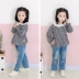 Áo sơ mi bé gái 3-5 tuổi Áo sơ mi dài tay kẻ sọc cotton mùa thu và búp bê cho bé 1 áo sơ mi nữ - Áo sơ mi