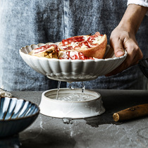 Day Type Leachable Fruit Pan Ceramic Dessert Pan High Foot Count Heart Tea Ordering Pan Dried Fruits Fruit Saucer Household Fruit Basin