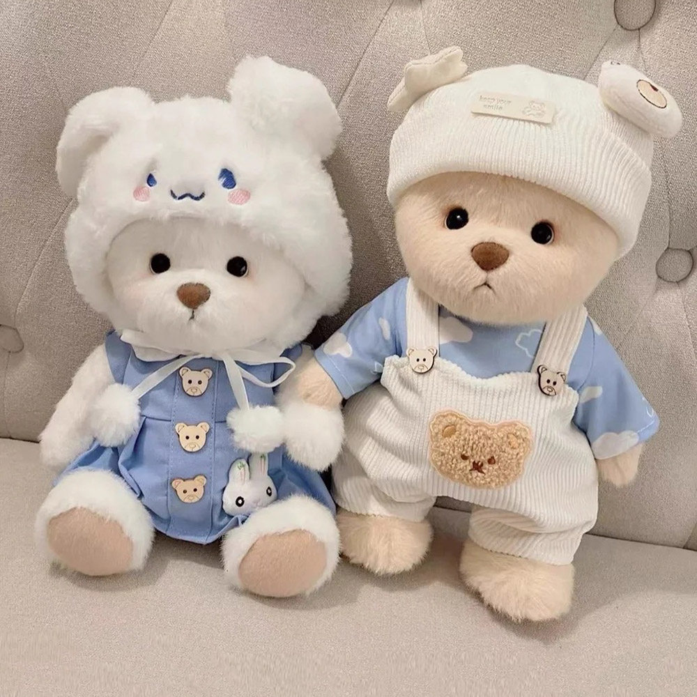 30cm莉娜小熊玩偶小衣服网红鲨鱼帽背带裤套装泰迪熊娃衣手作换装,淘宝优惠券,粉丝福利购,淘宝优惠卷