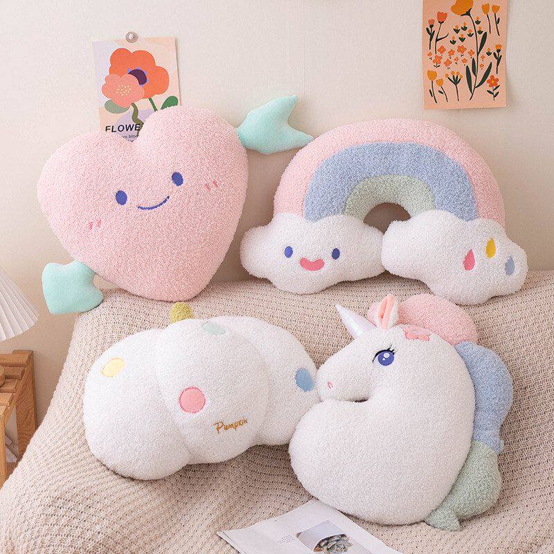 Ins style simple smiley face rainbow clouds love unicorn pillow sofa cushion girl bedside bay window cushion