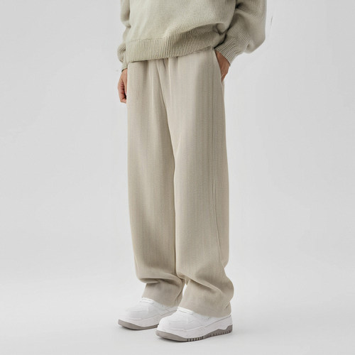 bdpowerup秋冬美式加绒直筒裤男简约针织保暖运动长裤男宽松 - 图2