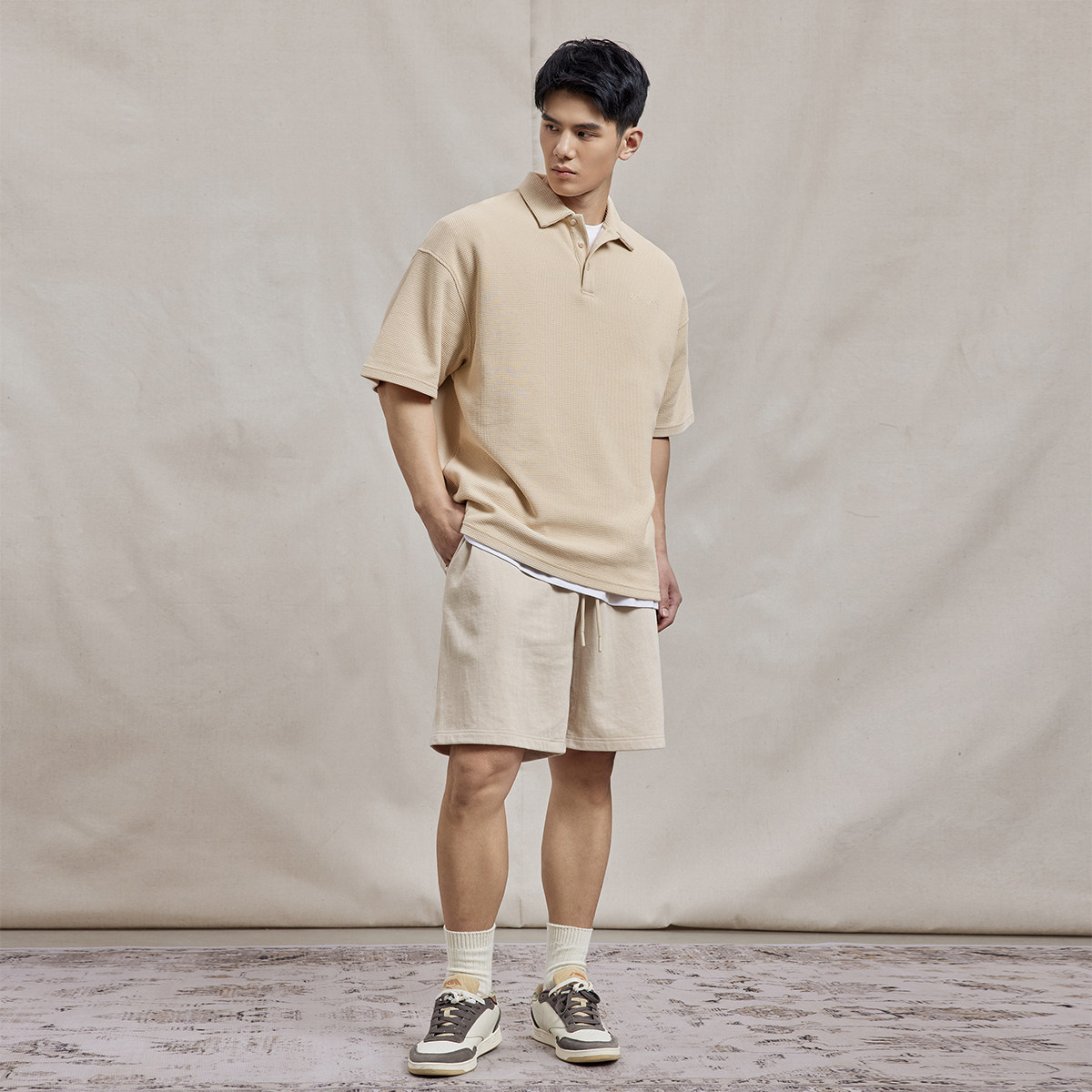 BD健美站夏季美式翻领运动t恤男简约重磅华夫格短袖polo衫男宽松,淘宝优惠券,粉丝福利购,淘宝优惠卷