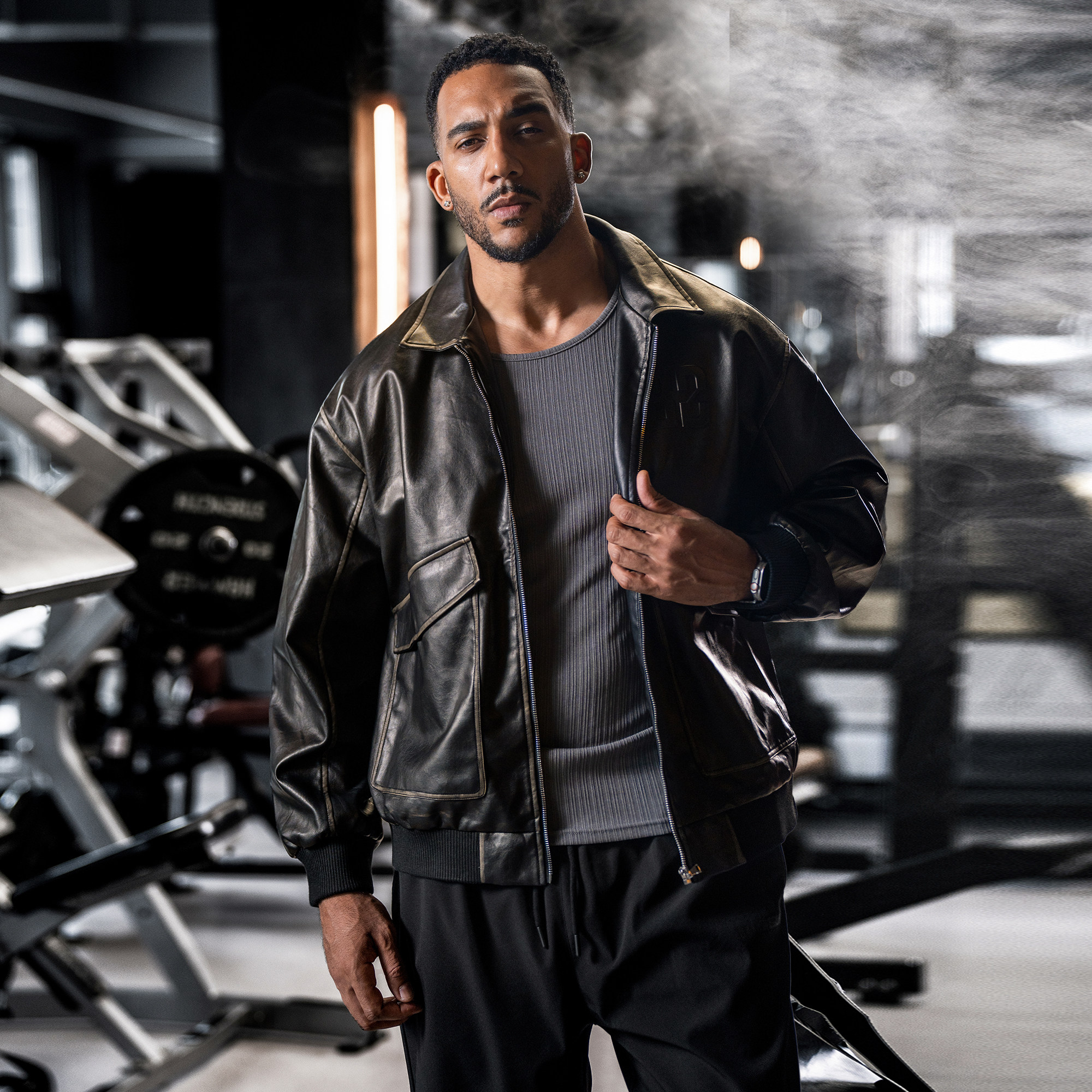 bdpowerup新款复古擦色PU皮衣美式翻领大口袋机车夹克外套男宽松,淘宝优惠券,粉丝福利购,淘宝优惠卷