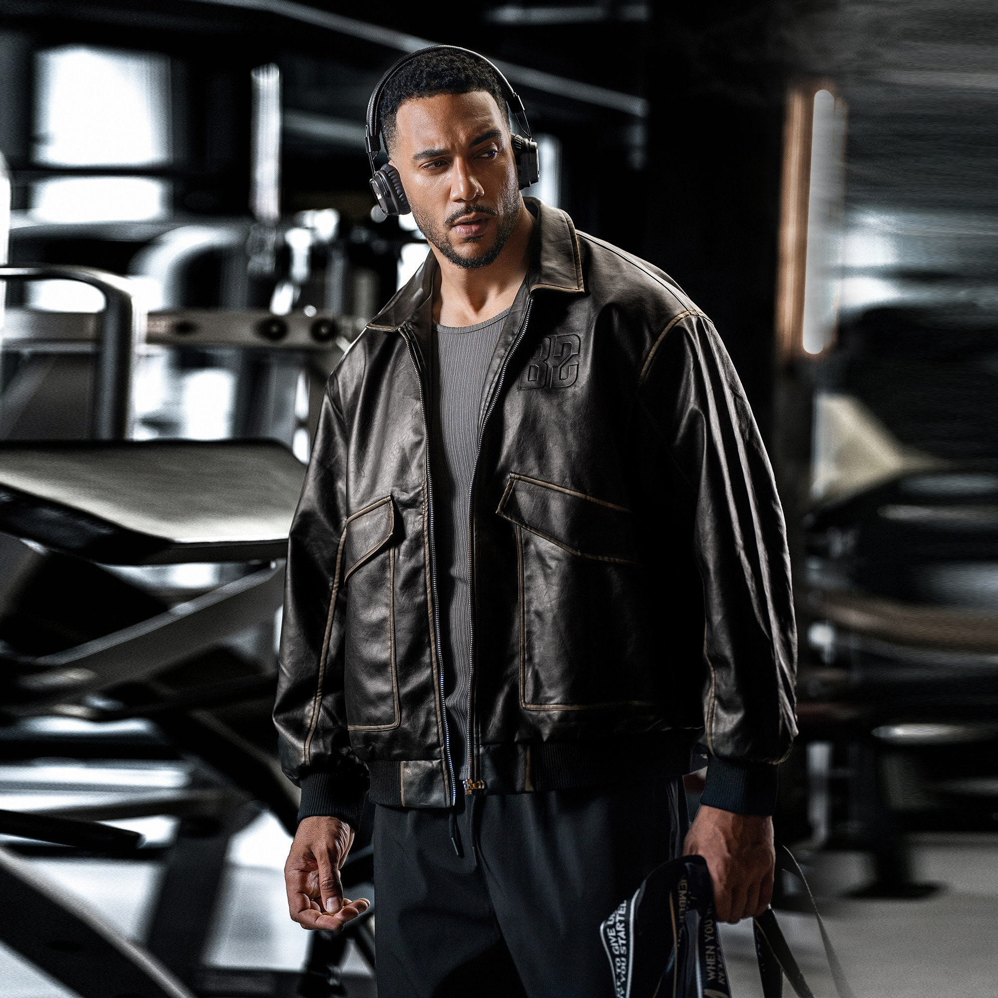 bdpowerup新款复古擦色PU皮衣美式翻领大口袋机车夹克外套男宽松,淘宝优惠券,粉丝福利购,淘宝优惠卷