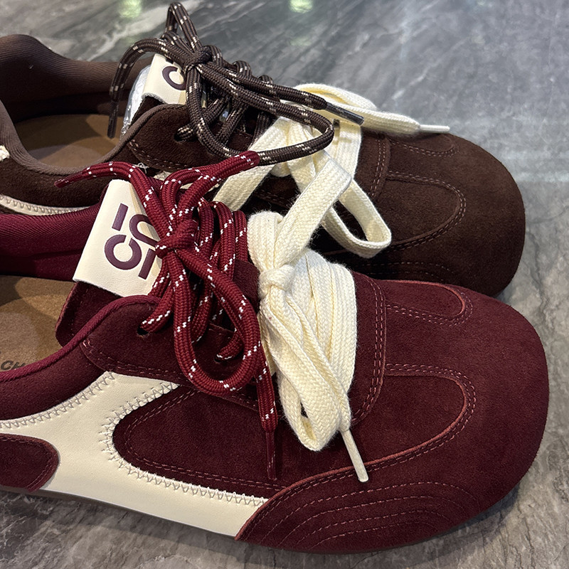 小众双色带~真皮内增高丑萌德训鞋女2025秋款复古拼色休闲阿甘鞋,淘宝优惠券,粉丝福利购,淘宝优惠卷