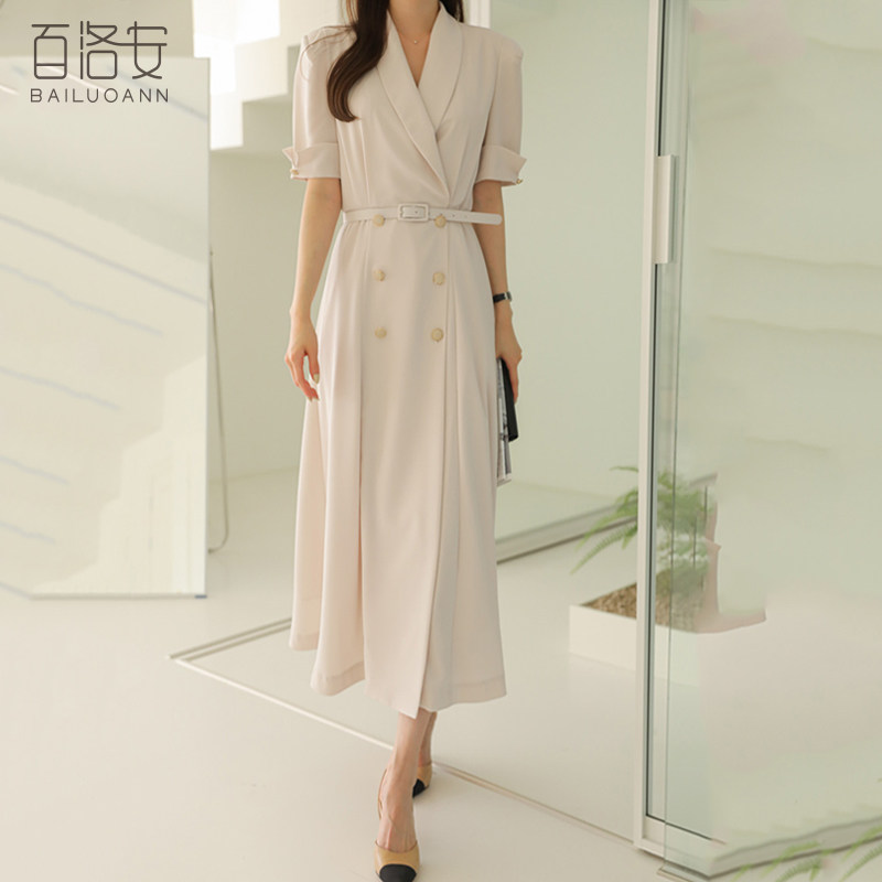 百洛安职业通勤西装女夏翻领连衣裙 百洛安连衣裙