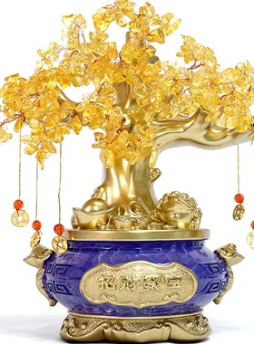 水晶发财树 招财聚宝客厅摆件 家居办公室装饰品店铺开业乔迁礼物