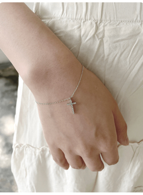 bm小十字架水钻手链女