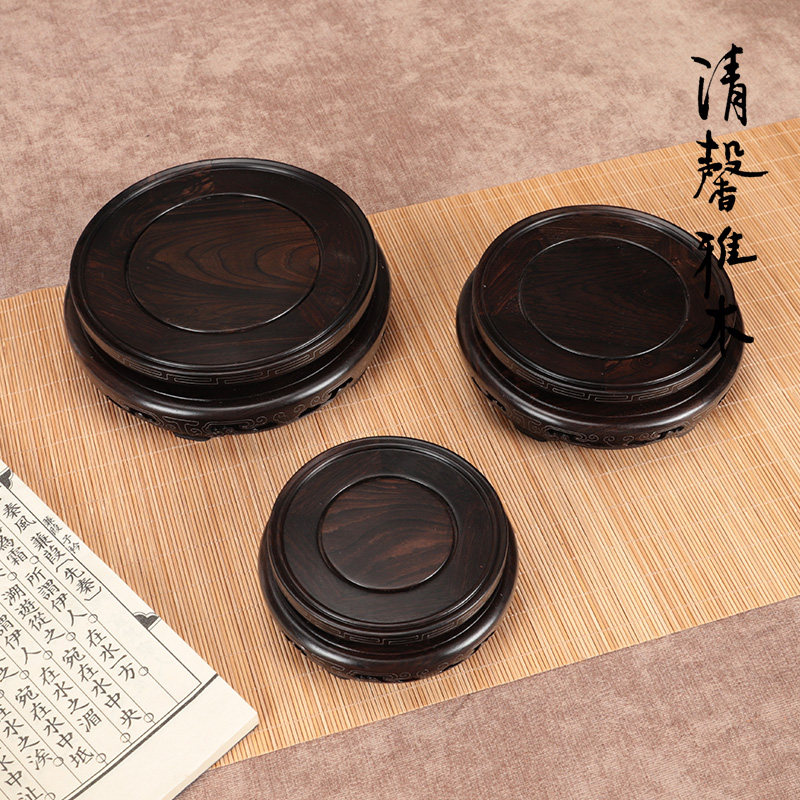 紫光檀实木中式嵌银丝花瓶鱼缸酒瓶盆景古玩奇石古玩玉石摆件底座,淘宝优惠券,粉丝福利购,淘宝优惠卷