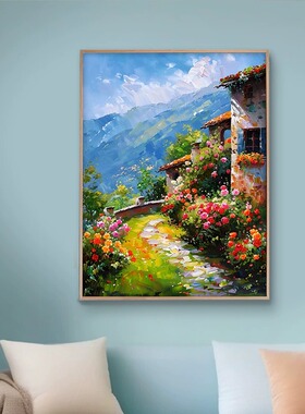 竹篱画影-diy数字油画填色画
