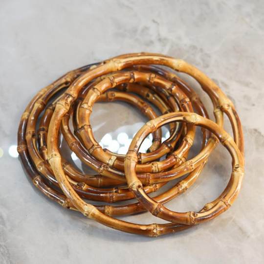 精美DIY编制竹手挽竹圈真竹子箱包布袋编织烤黑 包包提手竹环配件