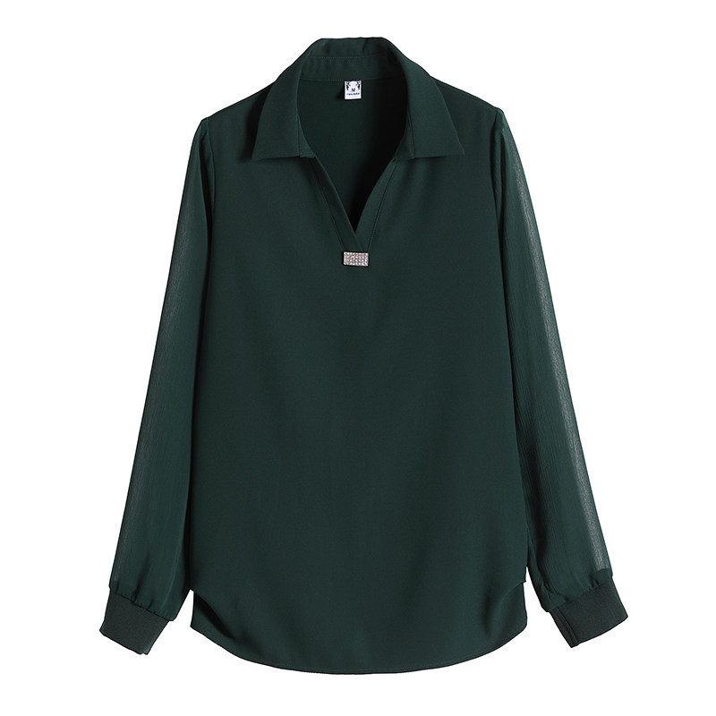 雪纺衫洋气秋装大码长袖2021打底衫 给丽尚蕾丝衫/雪纺衫