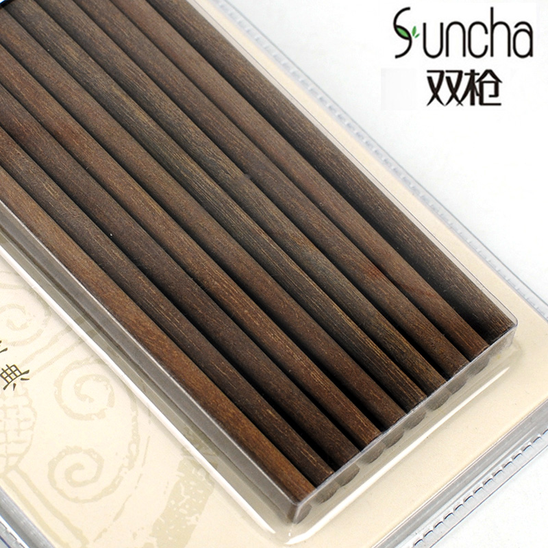 双枪红檀木中华筷子家用防滑无漆实木质快餐具酒店日式筷子KZ2037 - 图1