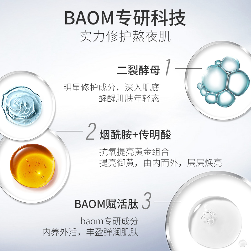 【100片】正品BAOM烟酰胺睡眠面膜 免洗涂抹式 补水保湿舒缓修护 - 图1