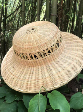 竹编凉帽老式纯手工编织