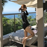 Купальник для плавания, черный лонгслив с молнией, по фигуре