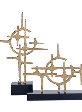 环球悦生活软装设计师简约现代样板房间燕子金色龙尾雕塑创意摆件