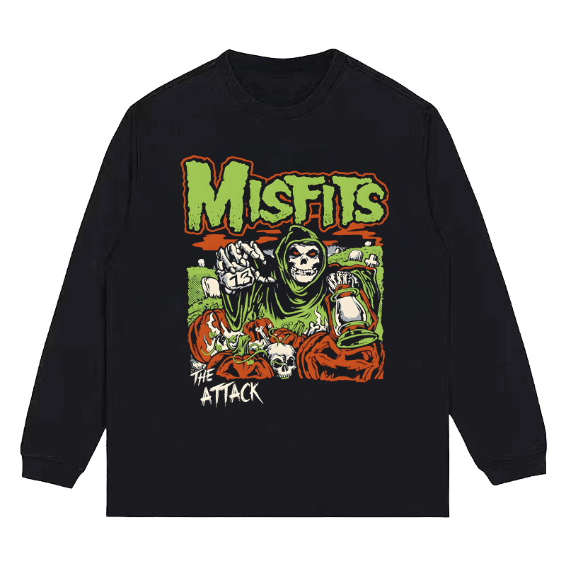 misfits硬核朋克美式复古水洗做旧重磅纯棉宽松圆领长短袖T恤男女 - 图3